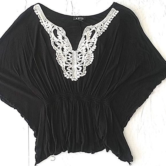 A. Byer Black Top with Embroidered Detail - Picture 3 of 7